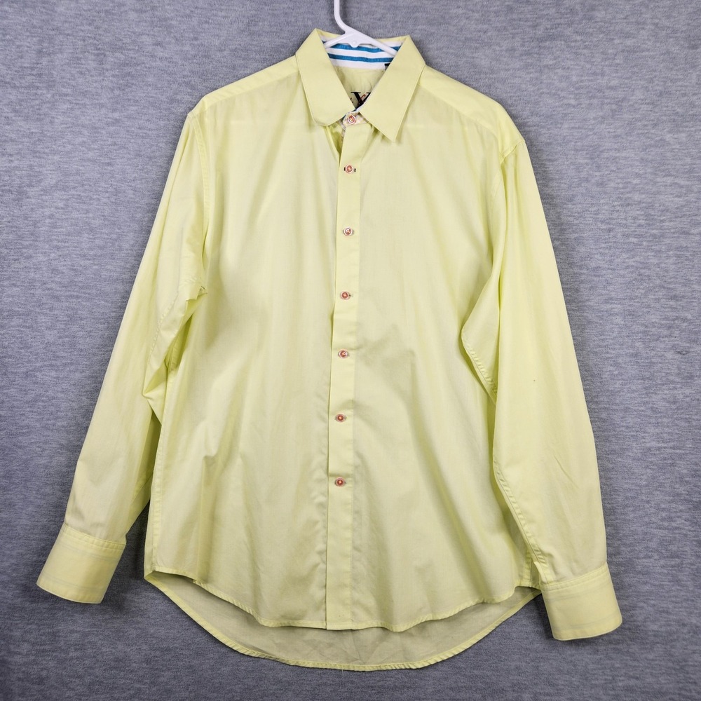 Robert Graham Size L Yellow Long Sleeve Button Up Men's Shirt